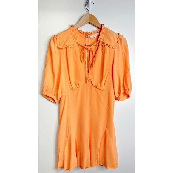 Olivaceous Romper Size Medium Womens Orange V Neck Tie Front 2/4 Sleeve - Picture 1 of 6